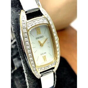 Seiko Women's Watch SUP388 Solar Mother of Pearl Dial Two Tone Stainless…